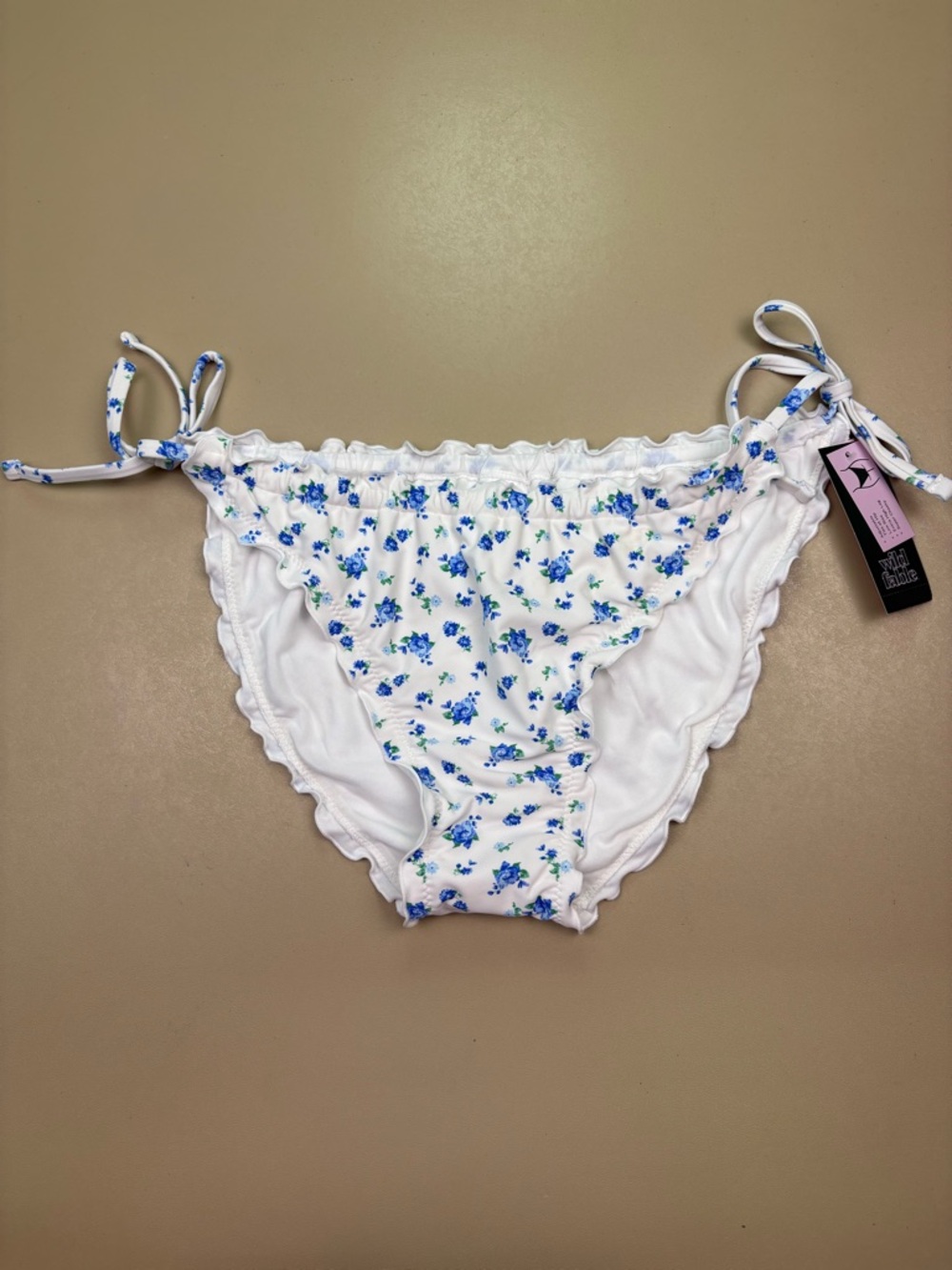 Wild Fable Bikini Bottom XL Blue Floral Tie Side Cheeky NWT